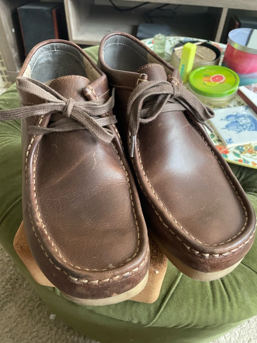 Clarks Men's Brown Leather Moc Toe Slip-On Loafers